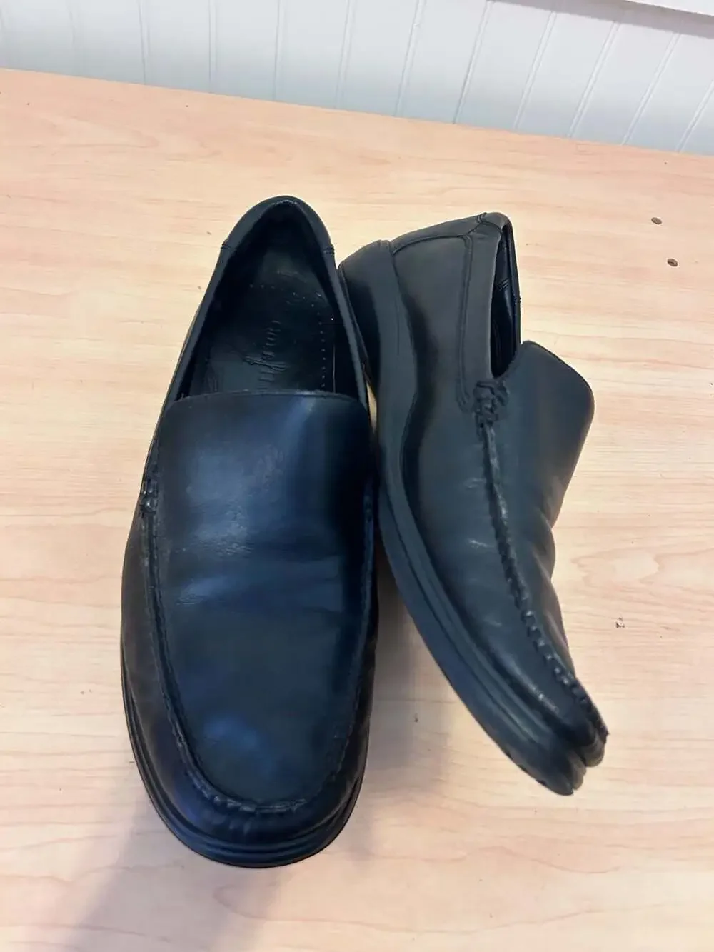 Cole Haan Black Leather Slip-On Venetian Loafers
